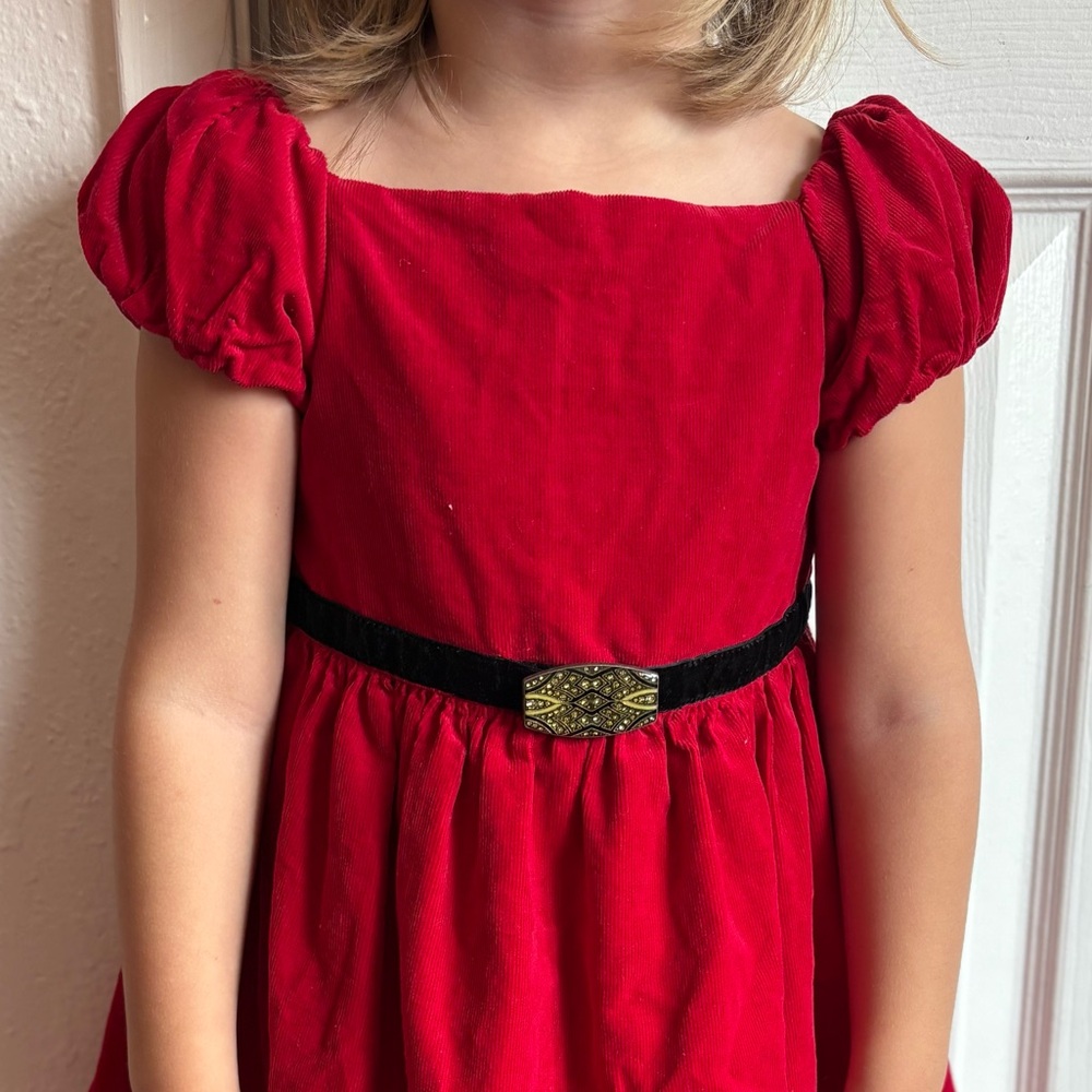Ralph Lauren Red Formal Corduroy Dress